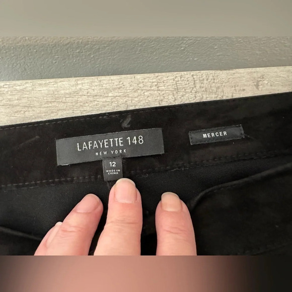 LAFAYETTE 148 Mercer Suede Leather Front Skinny Pants Black Rock Fall Chic 12 - Picture 10 of 10